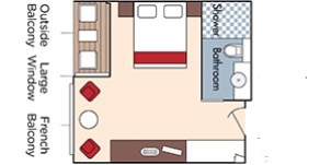 Croisière AMA AmaWaterways AmaLea Catégorie AA Balcon français et Balcon extérieur plan