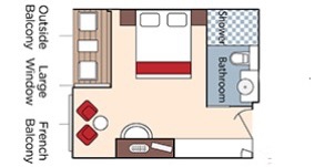 Croisière AMA AmaWaterways AmaLea Catégorie BA Balcon français et Balcon extérieur plan