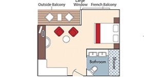 Croisière AMA AmaWaterways AmaReina Catégorie AA+ Balcon français et Balcon extérieur plan