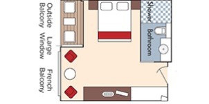 Croisière AMA AmaWaterways AmaSerena Catégorie AB Balcon français et Balcon extérieur plan