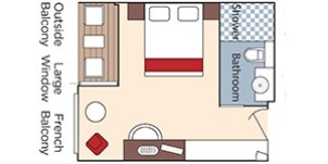 Croisière AMA AmaWaterways AmaSerena Catégorie BB Balcon français et Balcon extérieur plan