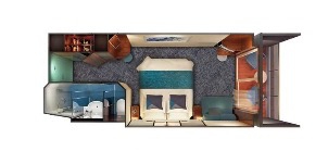 Croisière NCL Norwegian Cruise Line Jade cabine face à l'arrière avec balcon poupe plan