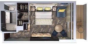 Croisière NCL Norwegian Cruise Line Joy The Haven penthouse sur cour avec balcon plan