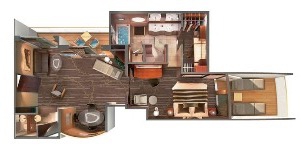 Croisière NCL Norwegian Cruise Line Pearl The Haven suite du propriétaire avec grand balcon plan