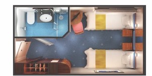 Croisière NCL Norwegian Cruise Line Star Cabine Intérieure au milieu du navire plan 
