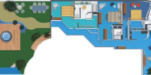 Croisière NCL Norwegian Cruise Line Star Suite Villa jardin avec 3 chambres plan