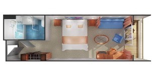 Croisière NCL Norwegian Cruise Line Sun Mini-suite face à l'arrière du navire avec balcon plan