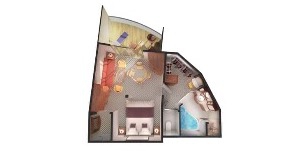 Croisière NCL Norwegian Cruise Line Sun Penthouse face à l'arrière du navire (poupe) avec grand balcon plan