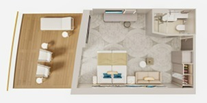 NCL Norweian Prima Suite Club Avec Balcon Orientée Vers L'avant Avec Grand Balcon Plan