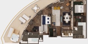 NCL Norwegian Prima Suite Du Propriétaire The Haven Deluxe Avec Grand Balcon Plan